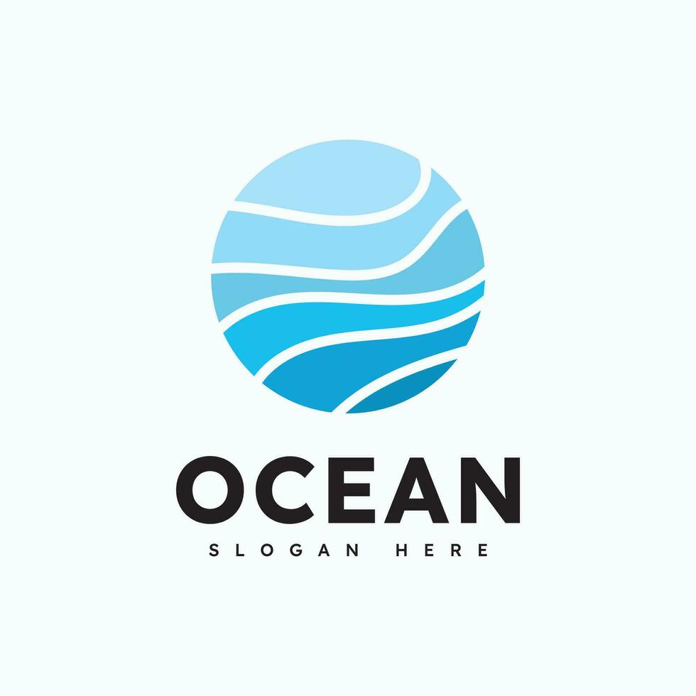 vetor de modelo de logotipo de ondas oceânicas, design de logotipo simples e moderno do oceano