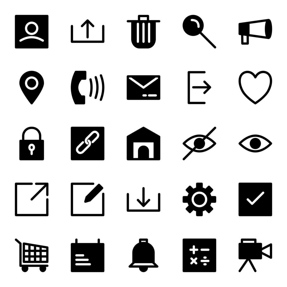 pacote de ícones da interface do usuário com estilo simples vetor
