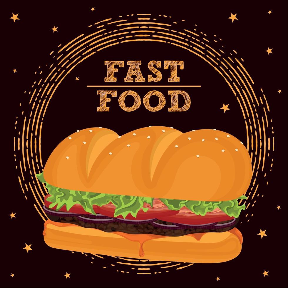 sanduíche isolado com vetor de imagem de fast food de menu de tomates