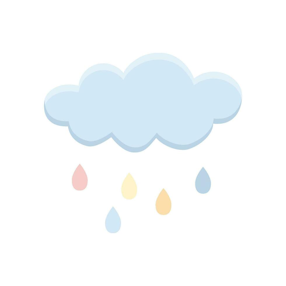 fofa chuva nuvem com pingos de chuva dentro tons do azul. crianças pintura para Rapazes. cumprimento cartão Projeto para bebê banho. vetor