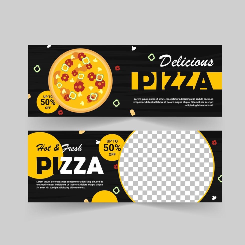 modelo de banner promocional para anúncio de pizza. vetor