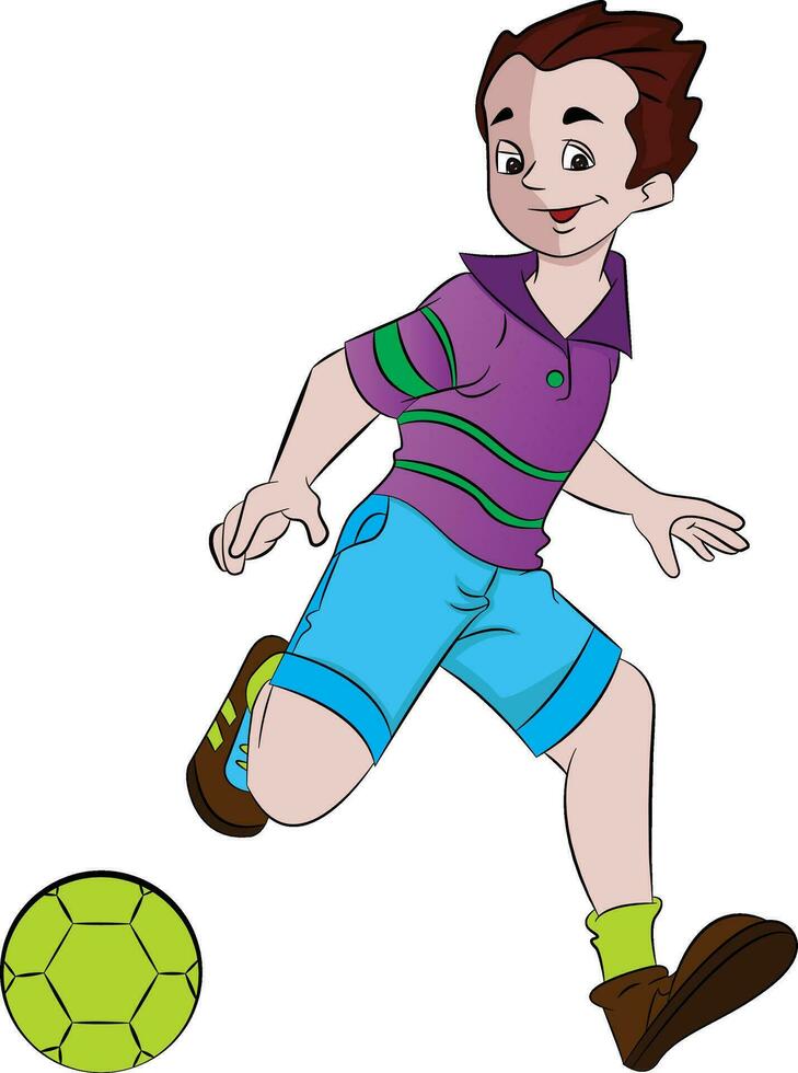 Garoto jogando futebol, ilustração vetor