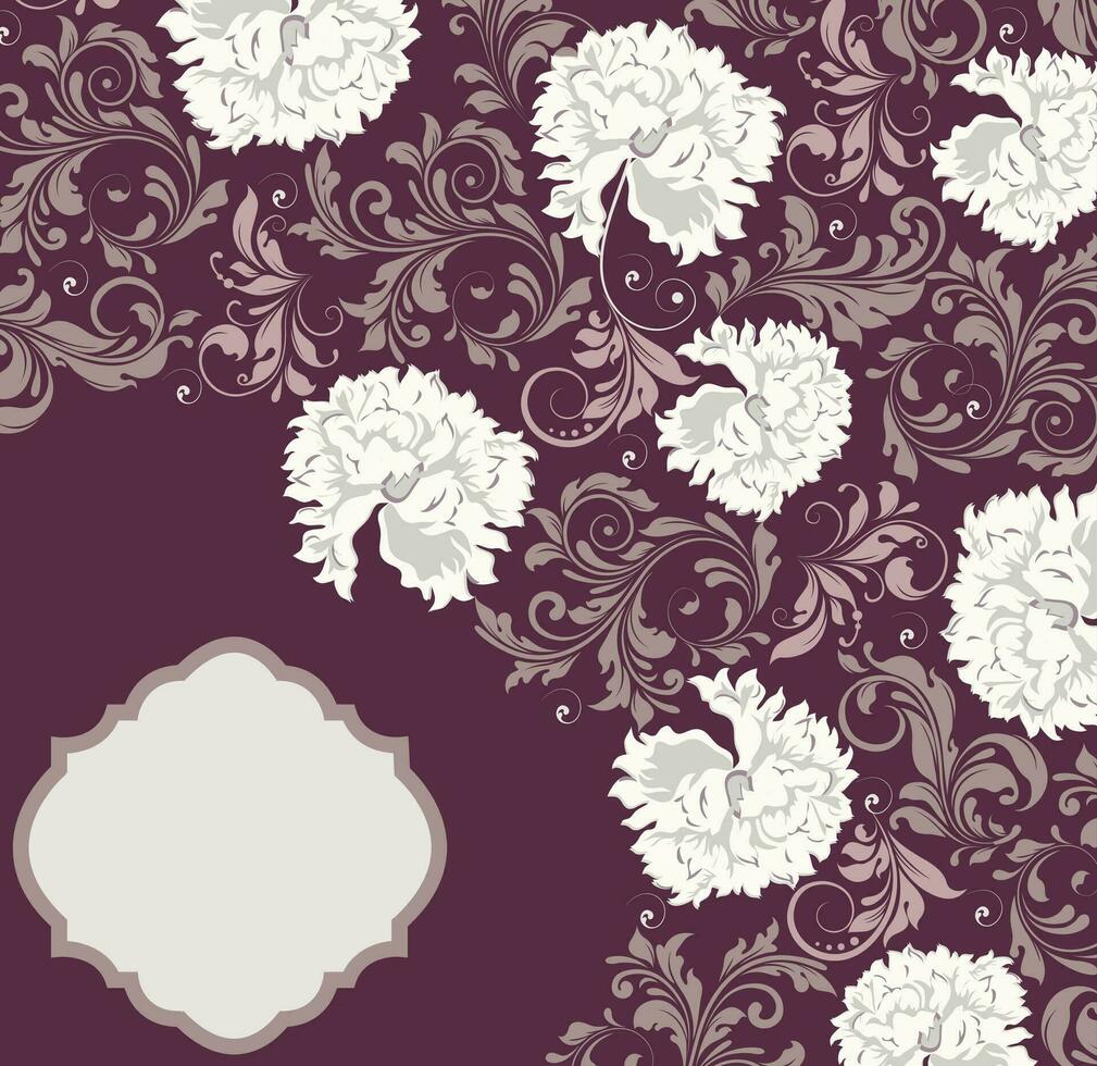 cartão de convite vintage com design floral abstrato elegante ornamentado vetor