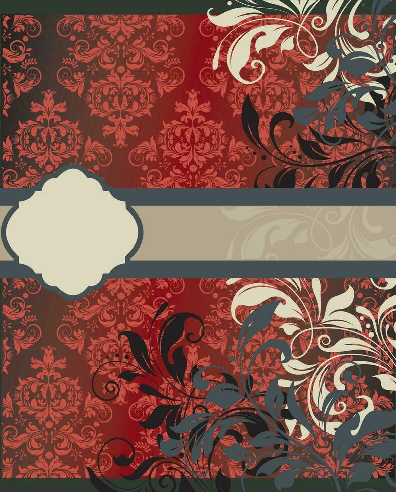 cartão de convite vintage com design floral abstrato elegante ornamentado vetor