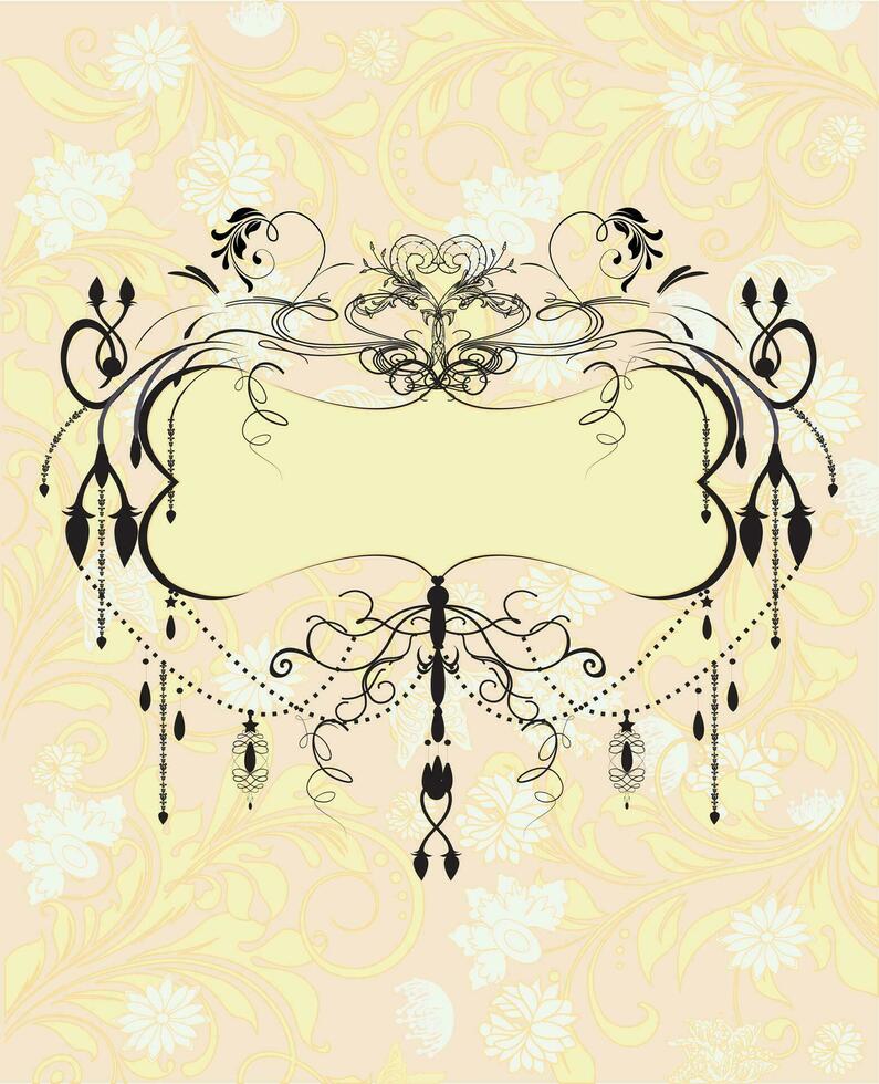 cartão de convite vintage com design floral abstrato elegante ornamentado vetor