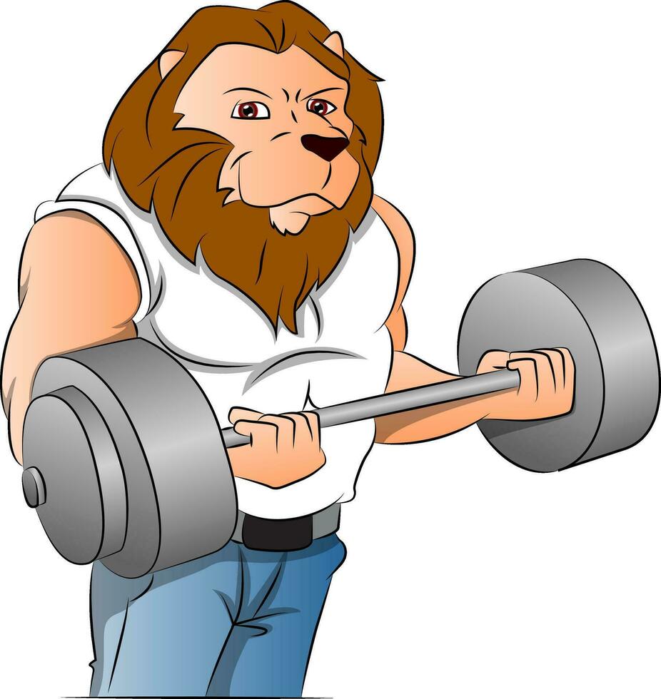meio homem meio leão fisiculturista, ilustração vetor