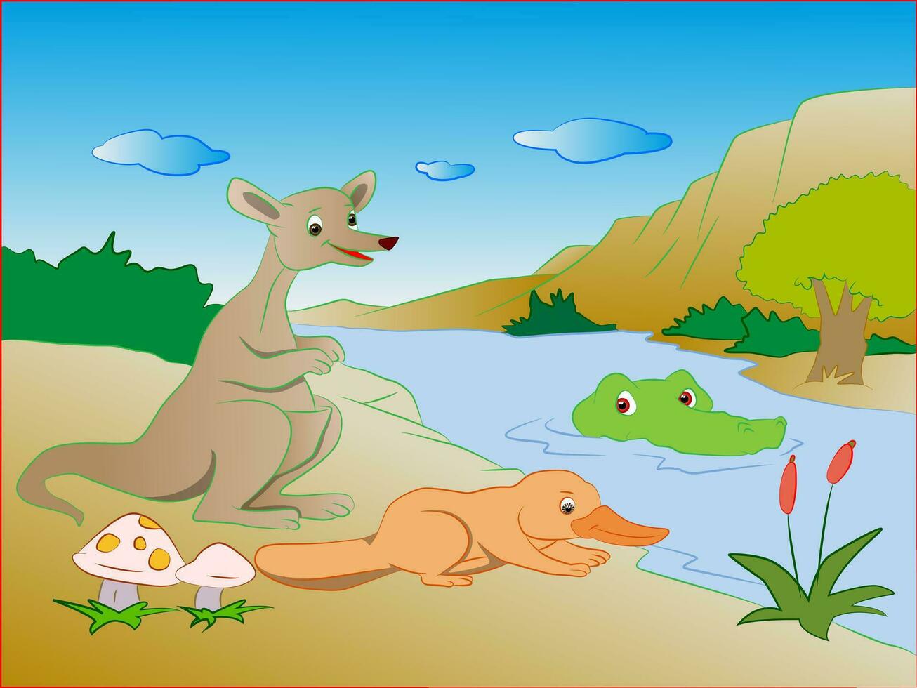 vetor do crocodilo dentro lago esgueirar-se em presa.