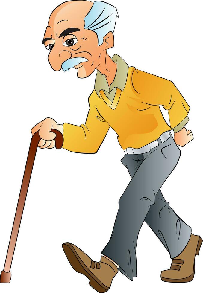 velho homem andando, ilustração vetor