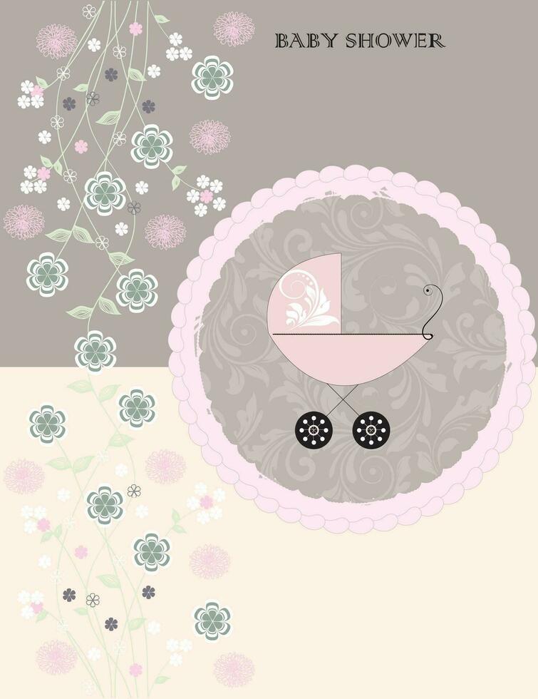 vintage bebê chuveiro convite cartão com ornamentado elegante retro abstrato floral Projeto vetor