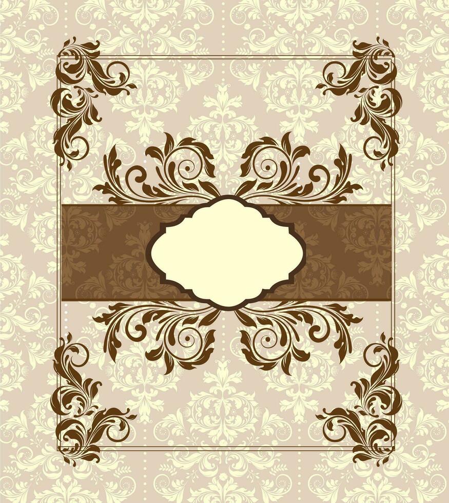 cartão de convite vintage com design floral abstrato elegante ornamentado vetor