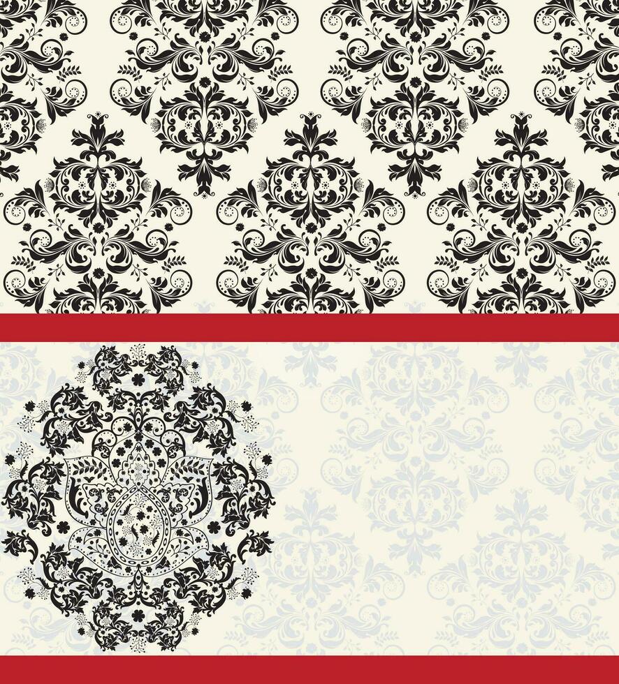 cartão de convite vintage com design floral abstrato elegante ornamentado vetor