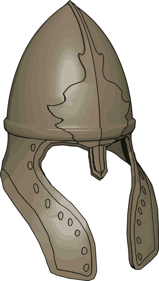 capacete medieval, ilustração, vetor em fundo branco.