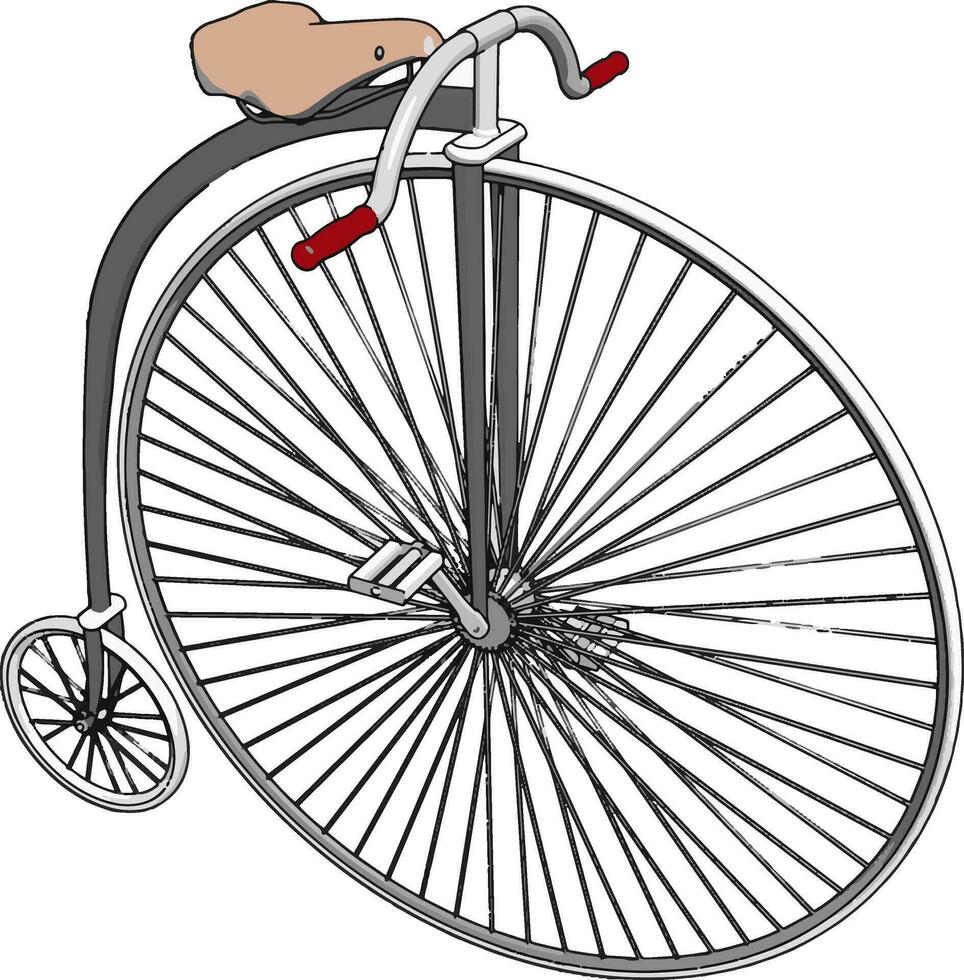 bicicleta de roda grande, ilustração, vetor em fundo branco.