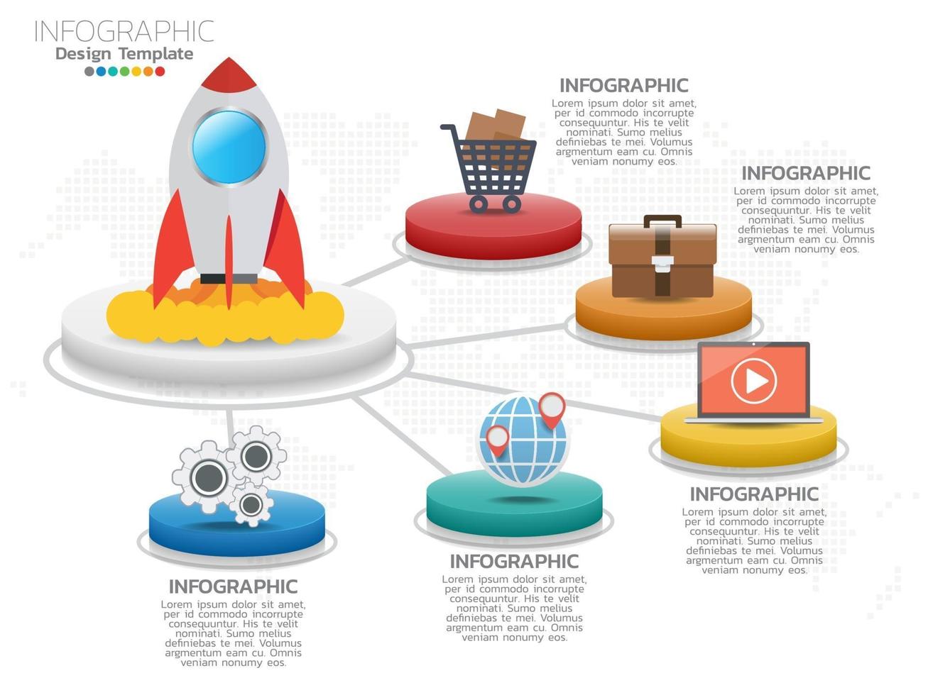 gráfico de processos de negócios infográficos 3d isométrico vetor