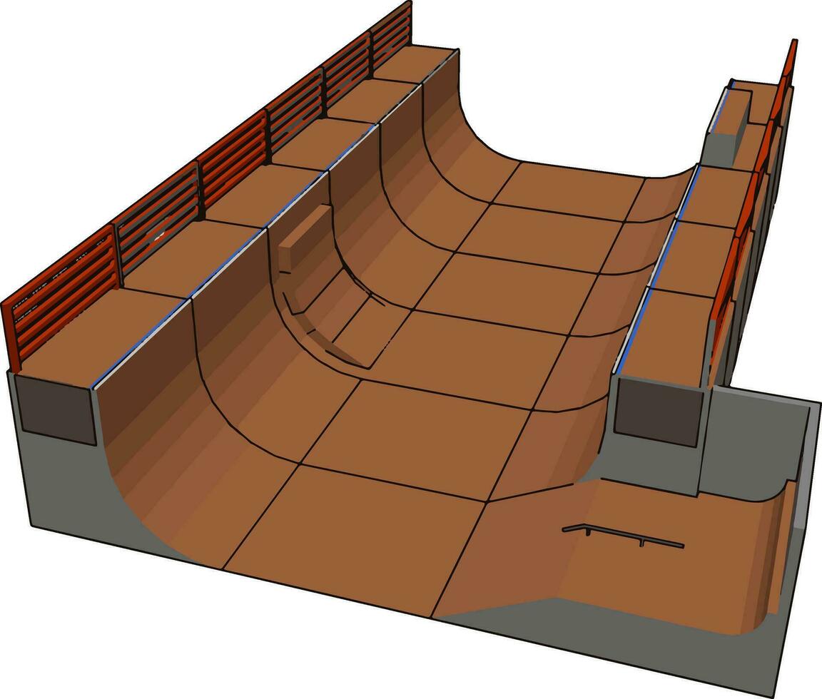 grande skatepark, ilustração, vetor em fundo branco.