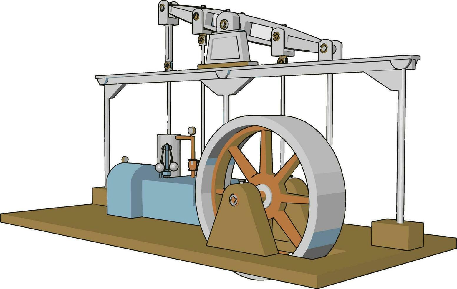 máquina vapor motor vetor ou cor ilustração