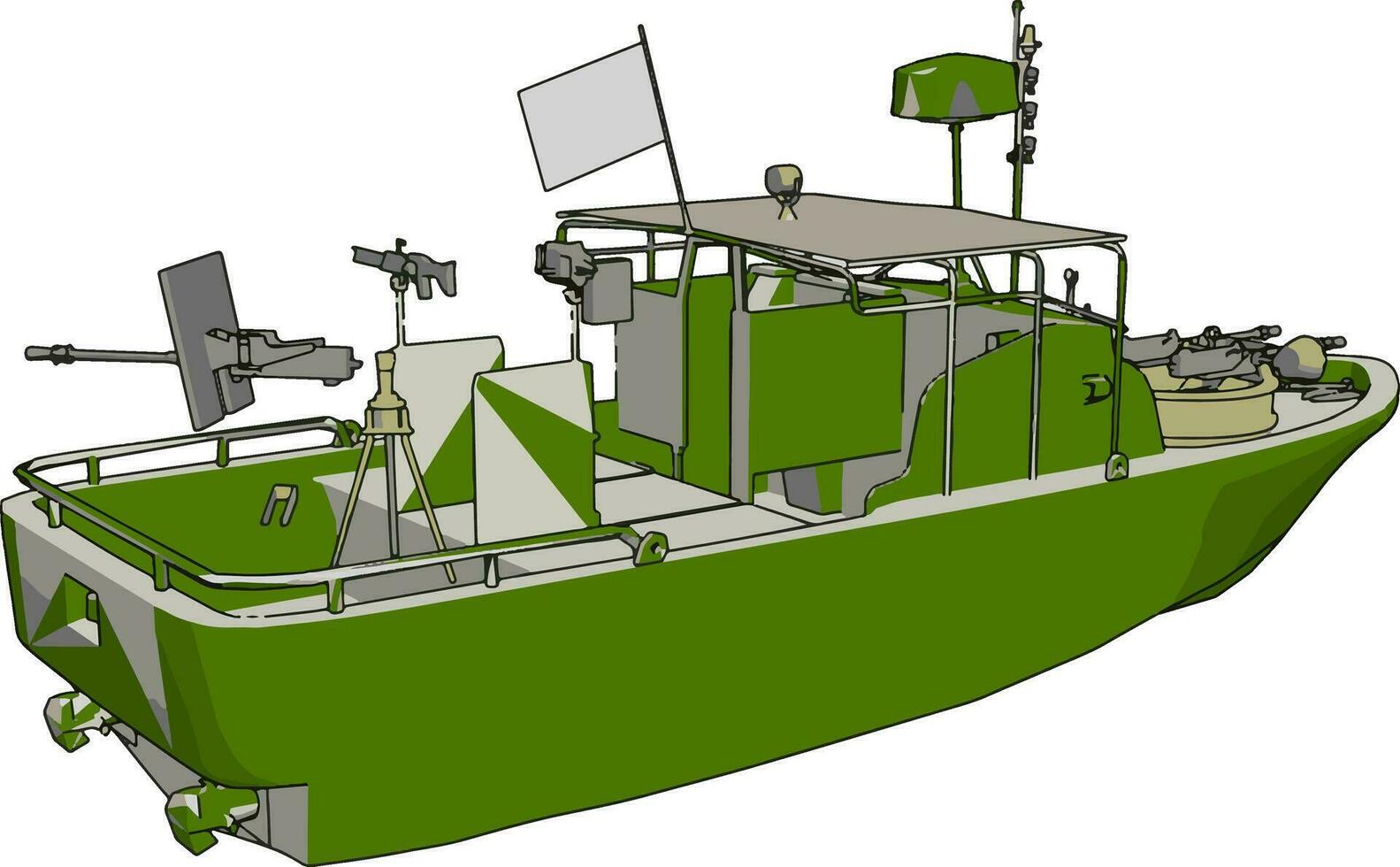 3d vetor ilustração em branco fundo do uma militares costa guarda barco