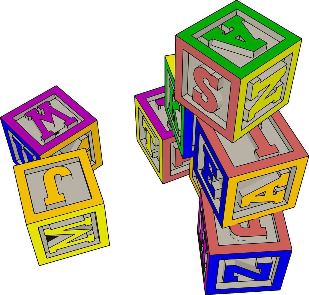 vários colorida brinquedo blocos vetor ilustração em branco fundo