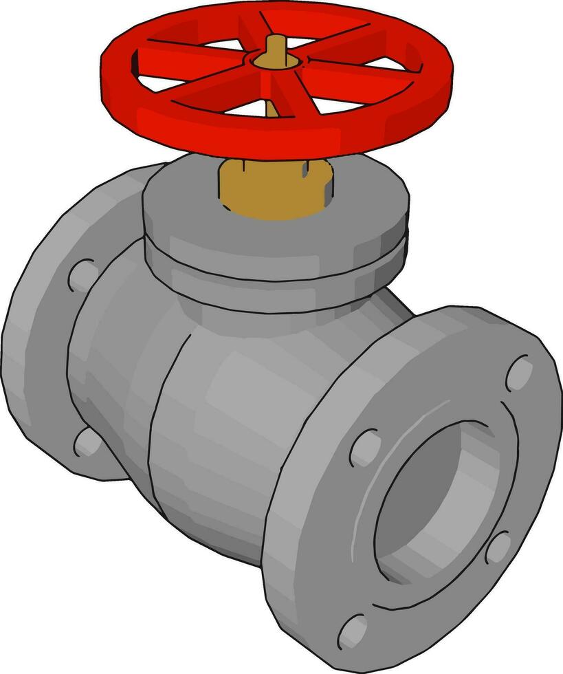 válvula de esfera vermelha, ilustração, vetor em fundo branco.