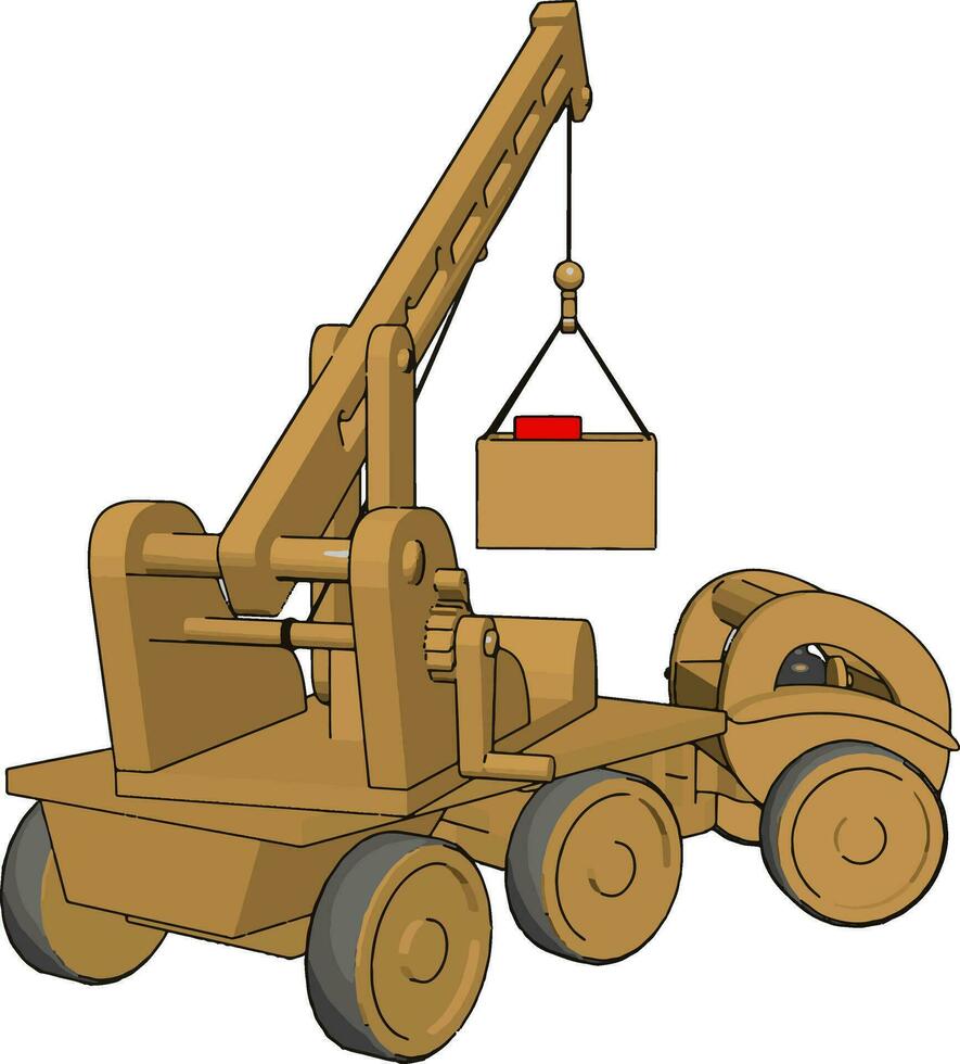 brinquedo de veículos de construção amarelo, ilustração, vetor em fundo branco.