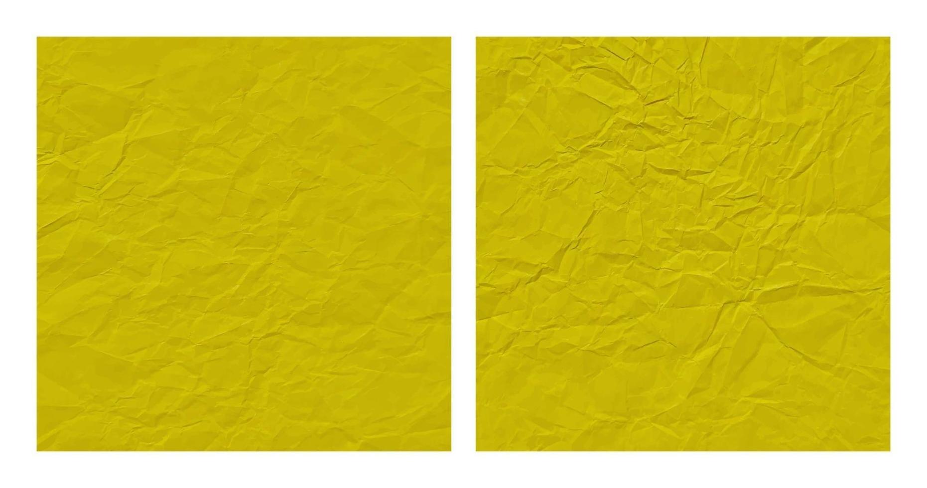 conjunto realista de fundo de textura de papel amarelo amassado vetor