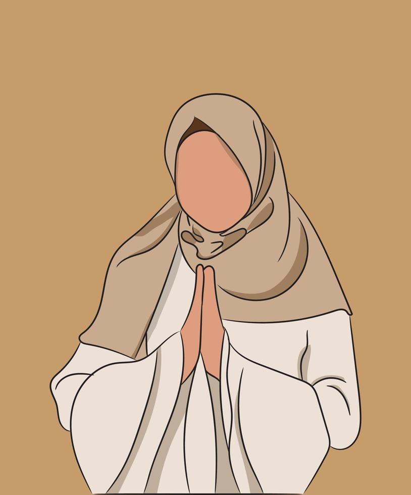 menina muçulmana usando ilustração vetorial hijab vetor