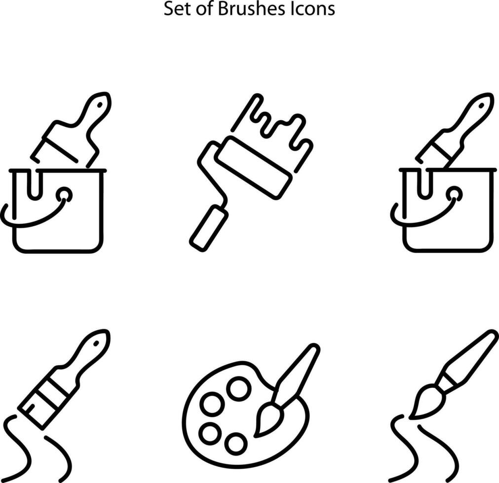 simples conjunto do escovas e pintura relacionado vetor linha ícones. contém tal ícones Como spray, cor paleta, pintura balde e mais.