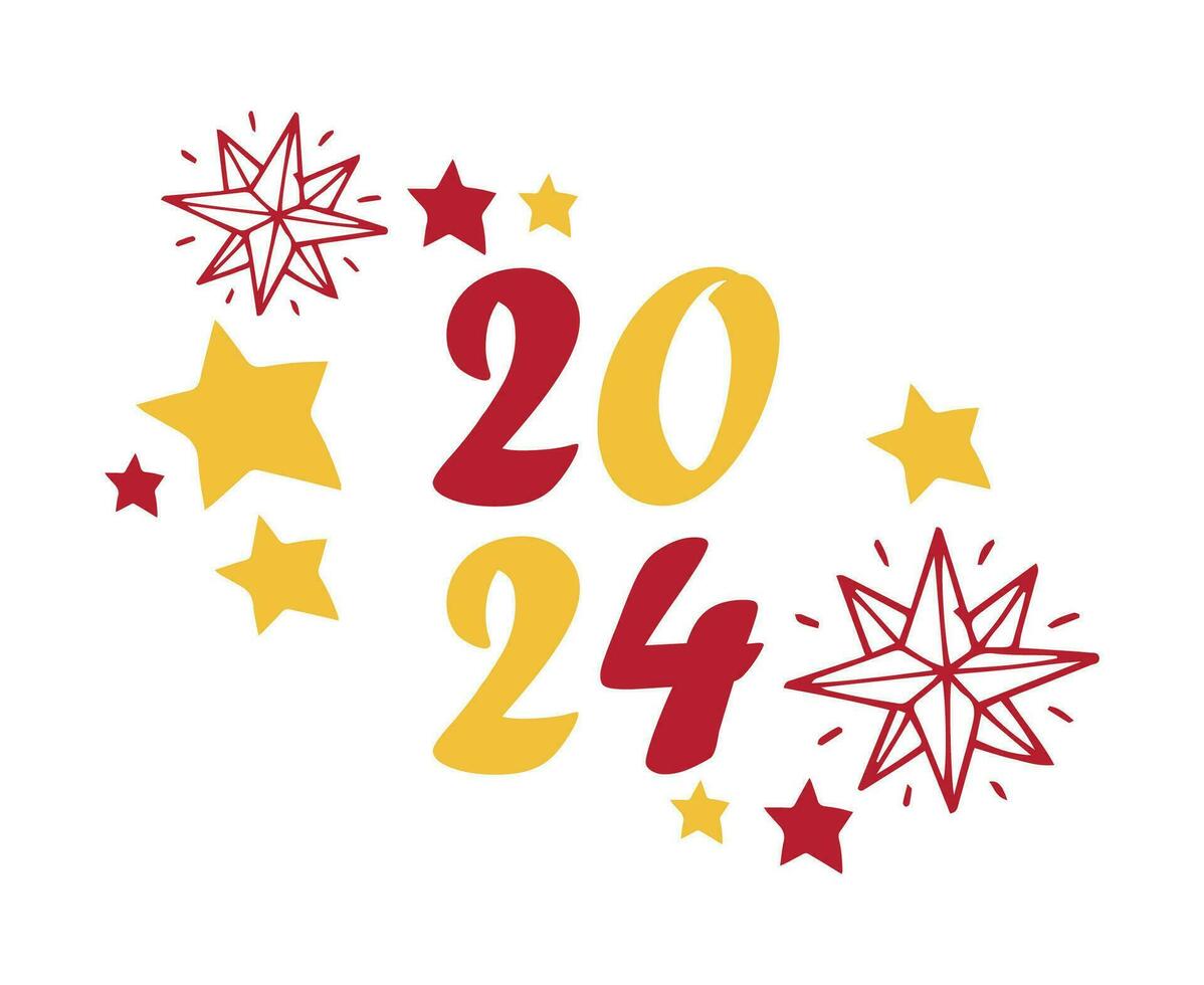 2024 feliz Novo ano feriado vermelho e amarelo gráfico Projeto abstrato vetor logotipo símbolo ilustração