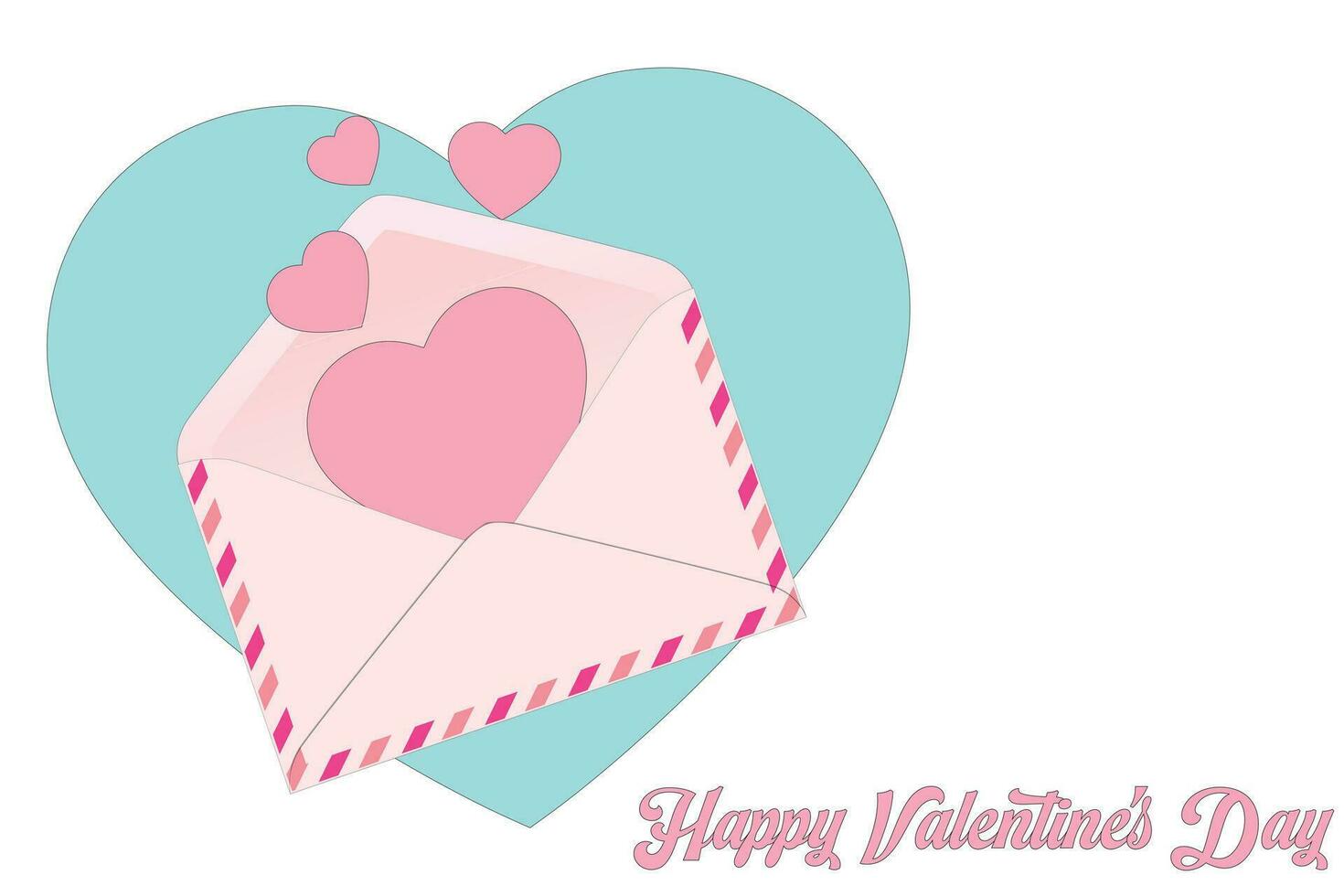 modelo do a namorados envelope com coração. aberto envelope com Rosa corações Projeto para dia dos namorados dia saudações, cartões postais, rede, bandeira, folheto vetor