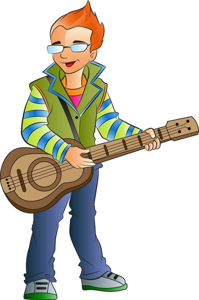 masculino guitarrista, ilustração vetor