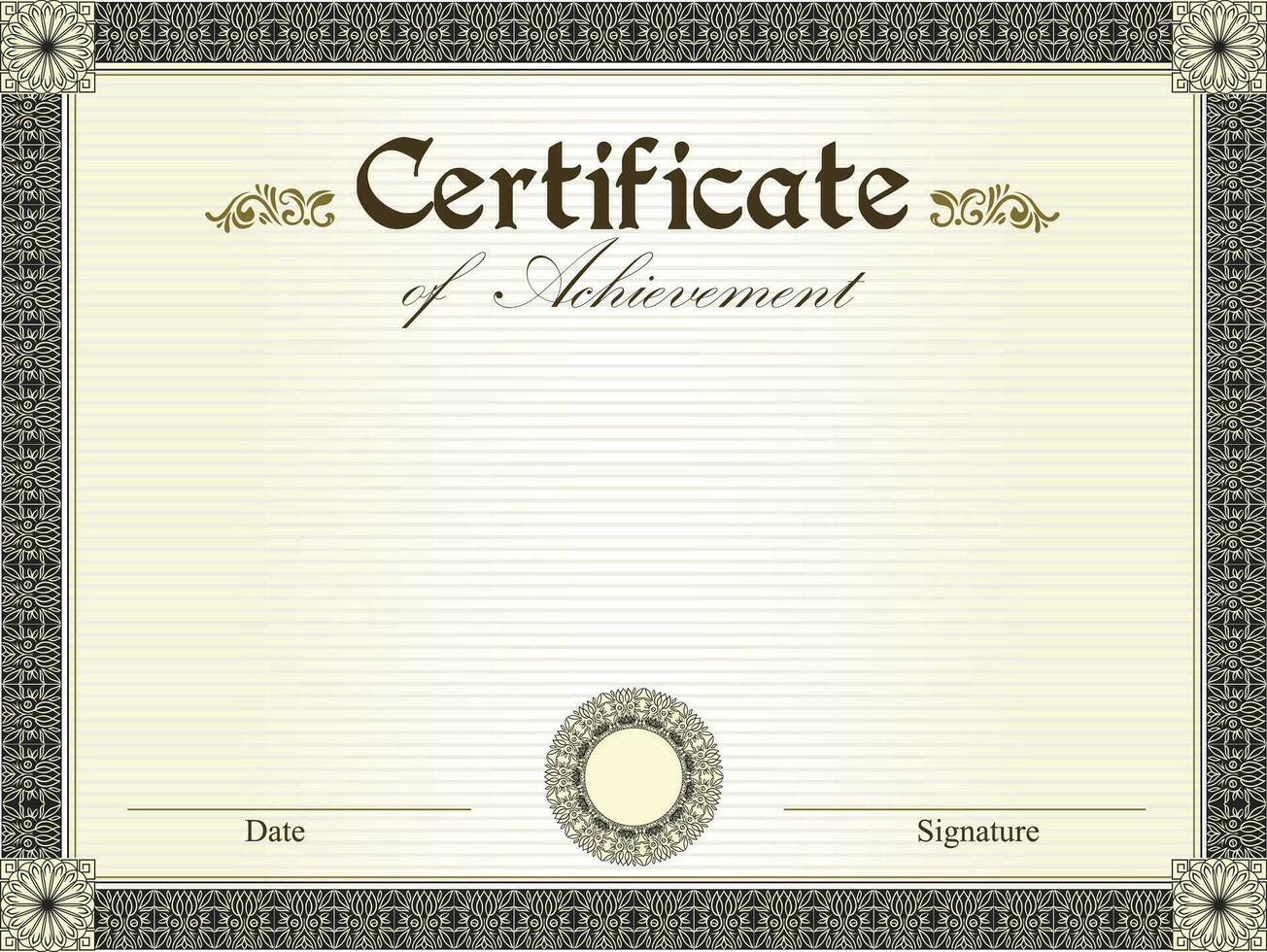 vintage certificado do realização com ornamentado elegante retro abstrato floral Projeto vetor