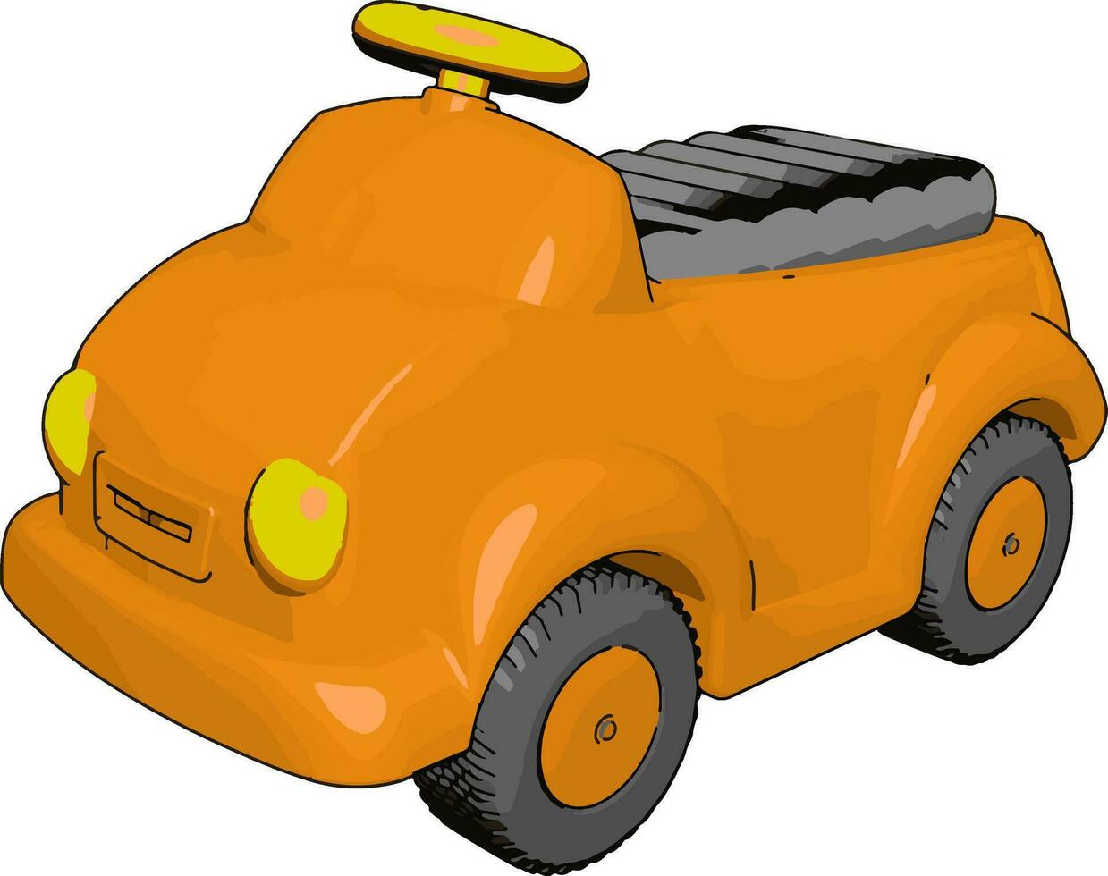 pequeno carro laranja, ilustração, vetor em fundo branco.