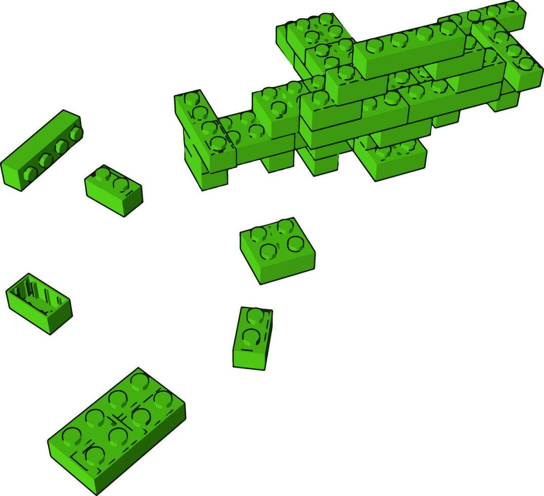 a verde colori blocos brinquedo vetor ou cor ilustração