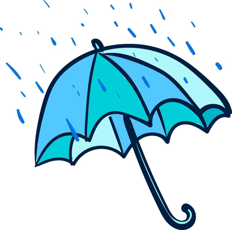 uma azul guarda-chuva, vetor cor ilustração.