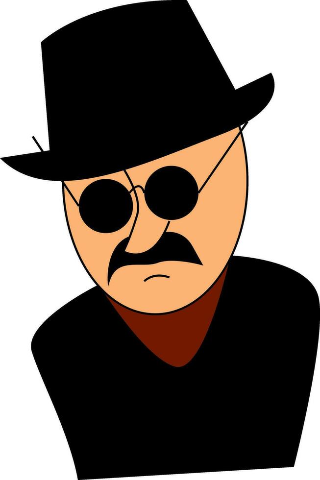 homem com Preto chapéu e óculos ilustração vetor em branco fundo