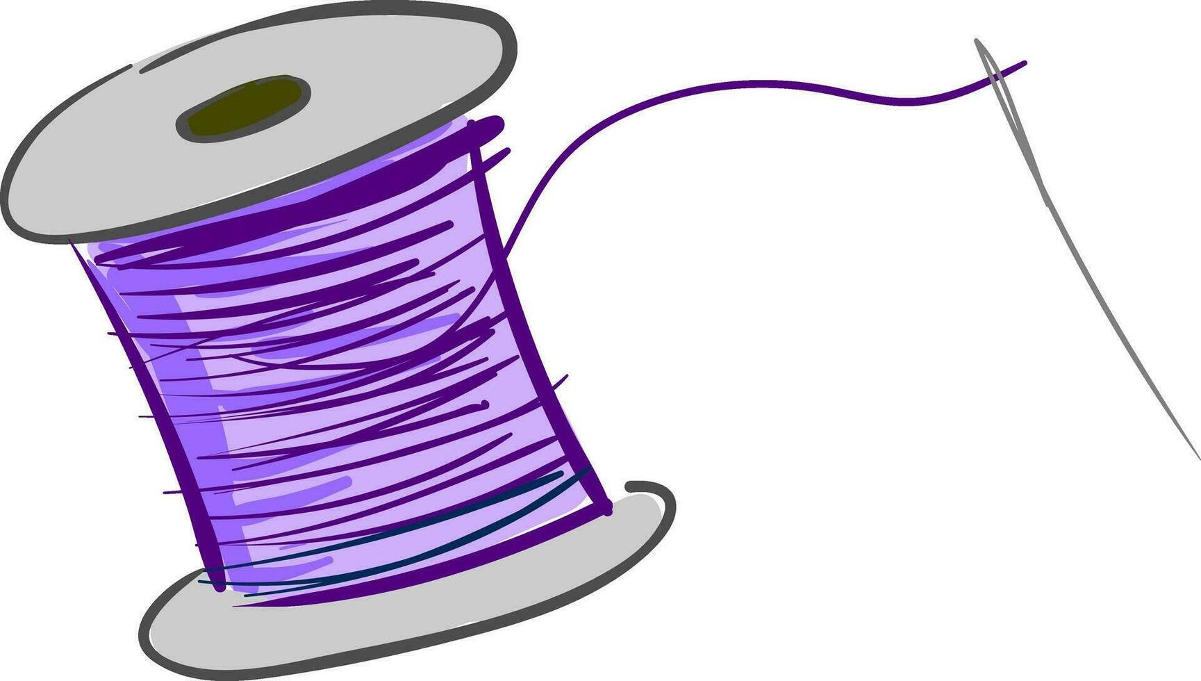 agulha e roxa fio ilustração vetor em branco fundo