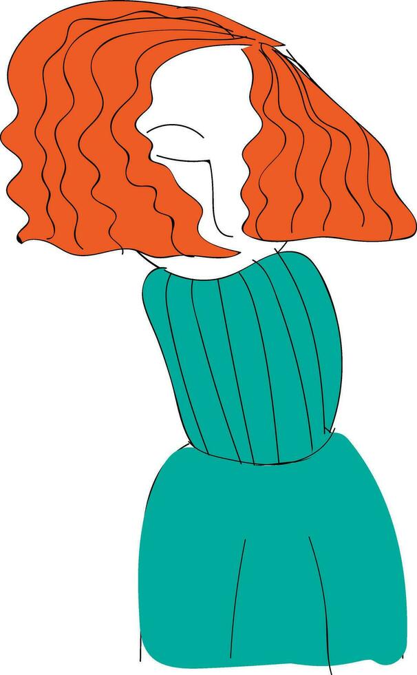 curto vermelho cabelos menina ilustração vetor em branco fundo