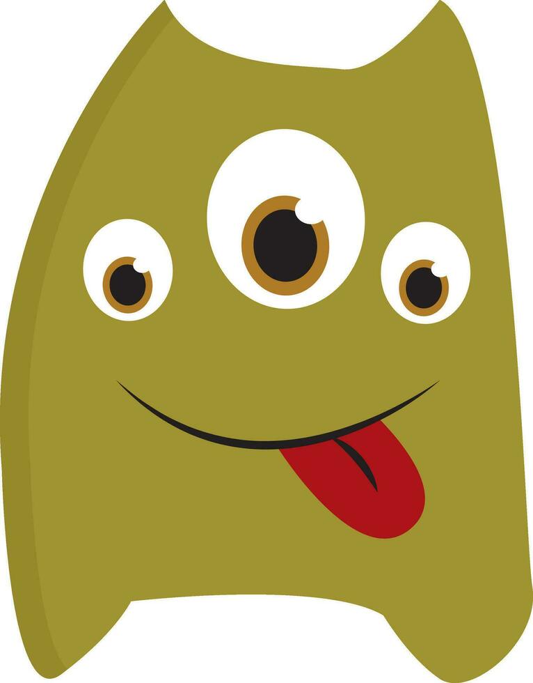 uma verde monstro com três olhos vetor ou cor ilustração