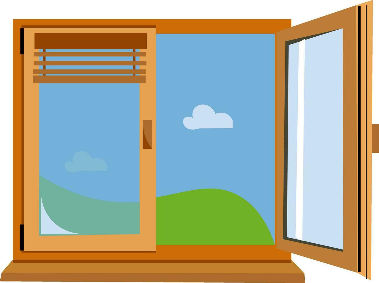 a arejado aberto de madeira janela vetor ou cor ilustração