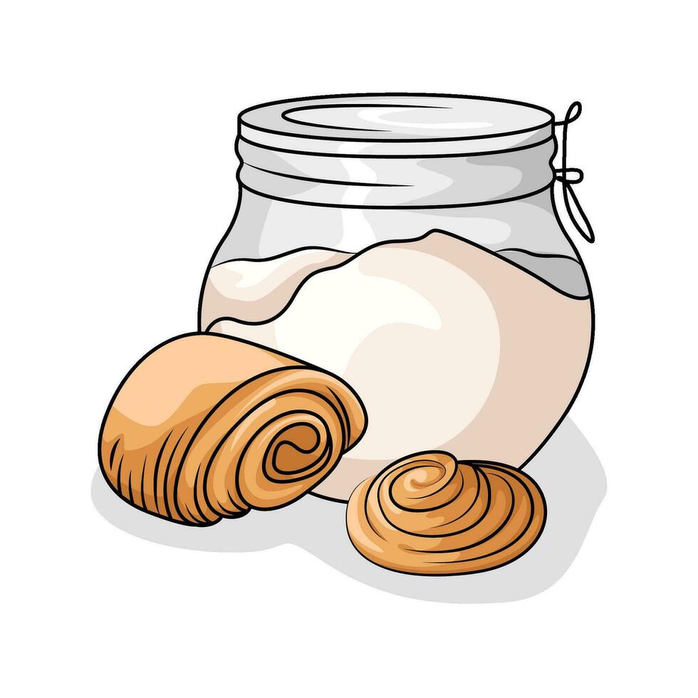 farinha pão com pastelaria ilustração vetor