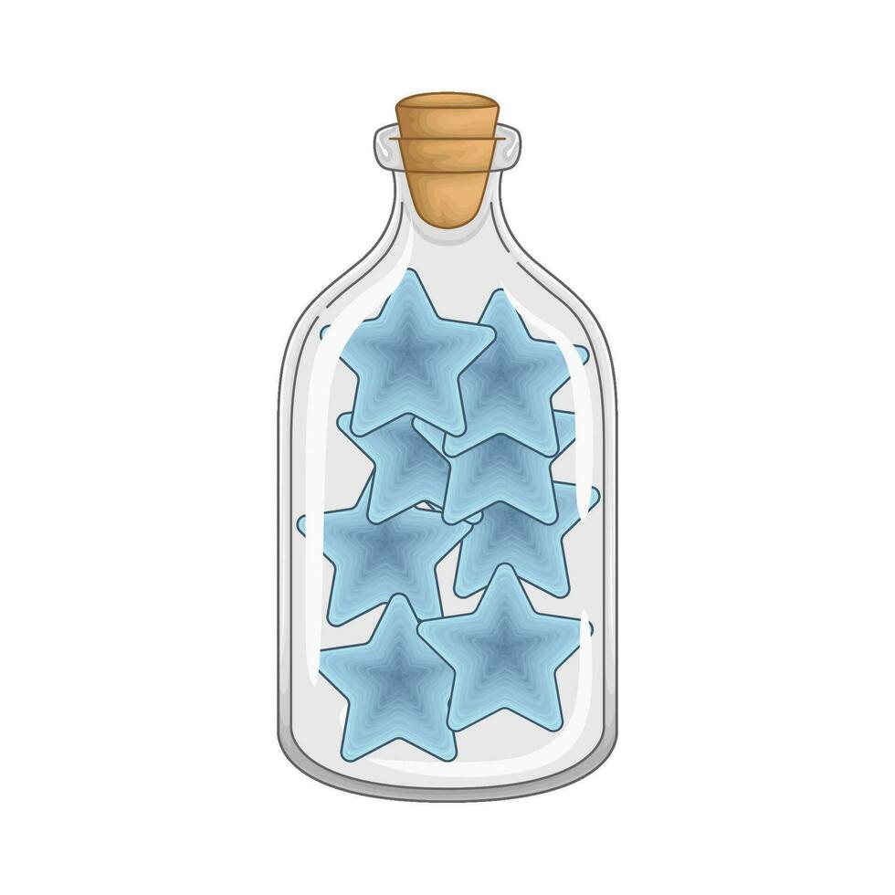 Estrela azul dentro garrafa vidro ilustração vetor