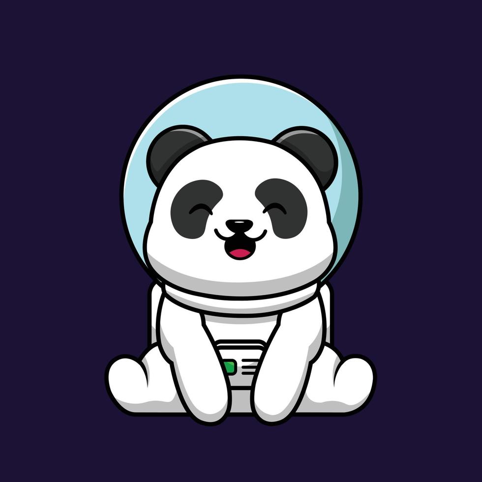 astronauta panda fofo sentado vetor