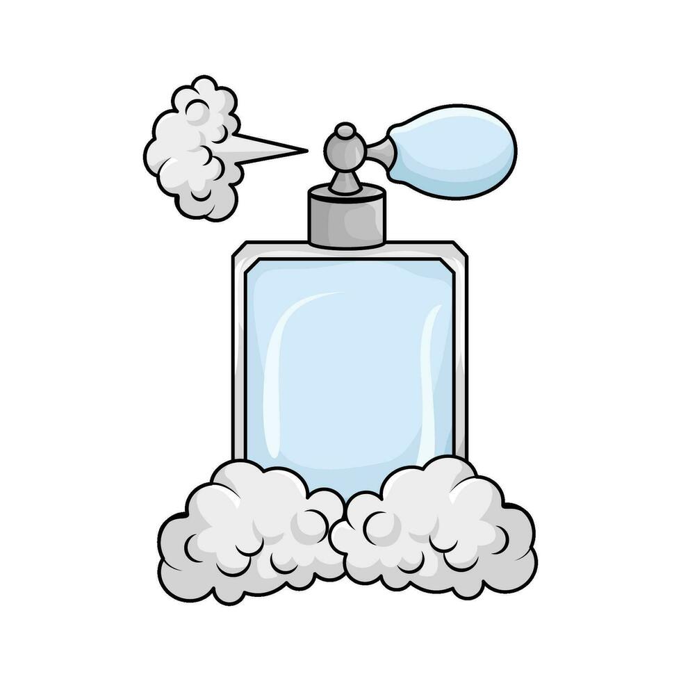 perfume garrafa spray com fumaça ilustração vetor