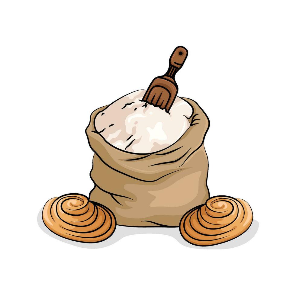 trigo farinha criado dentro saco com pão ilustração vetor