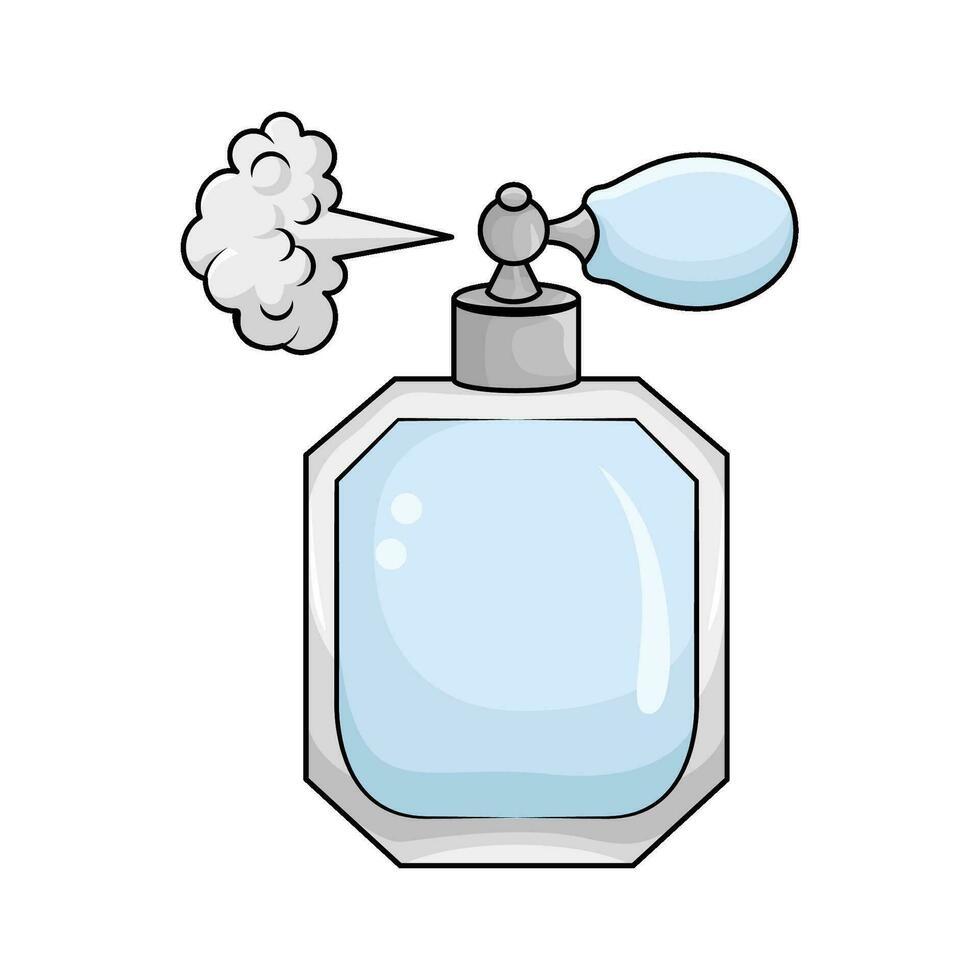 perfume garrafa spray com fumaça ilustração vetor