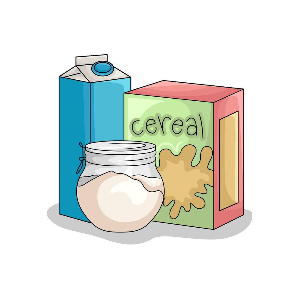 cereal caixa com leite ilustração vetor