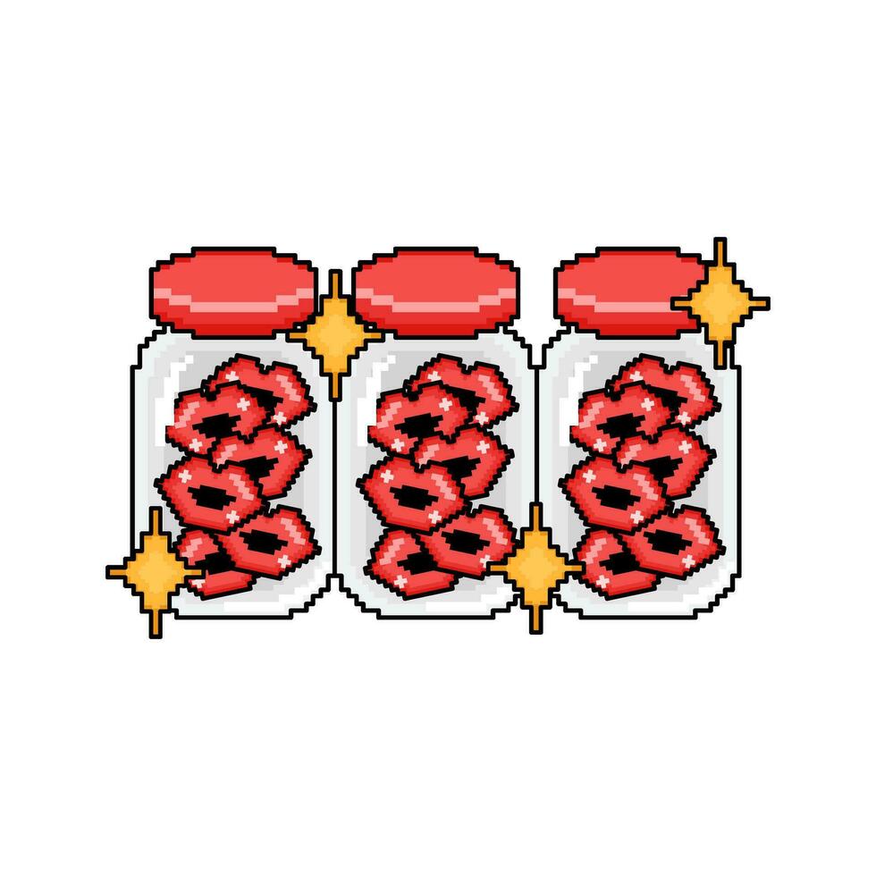 pixel lábios dentro jarra ilustração vetor