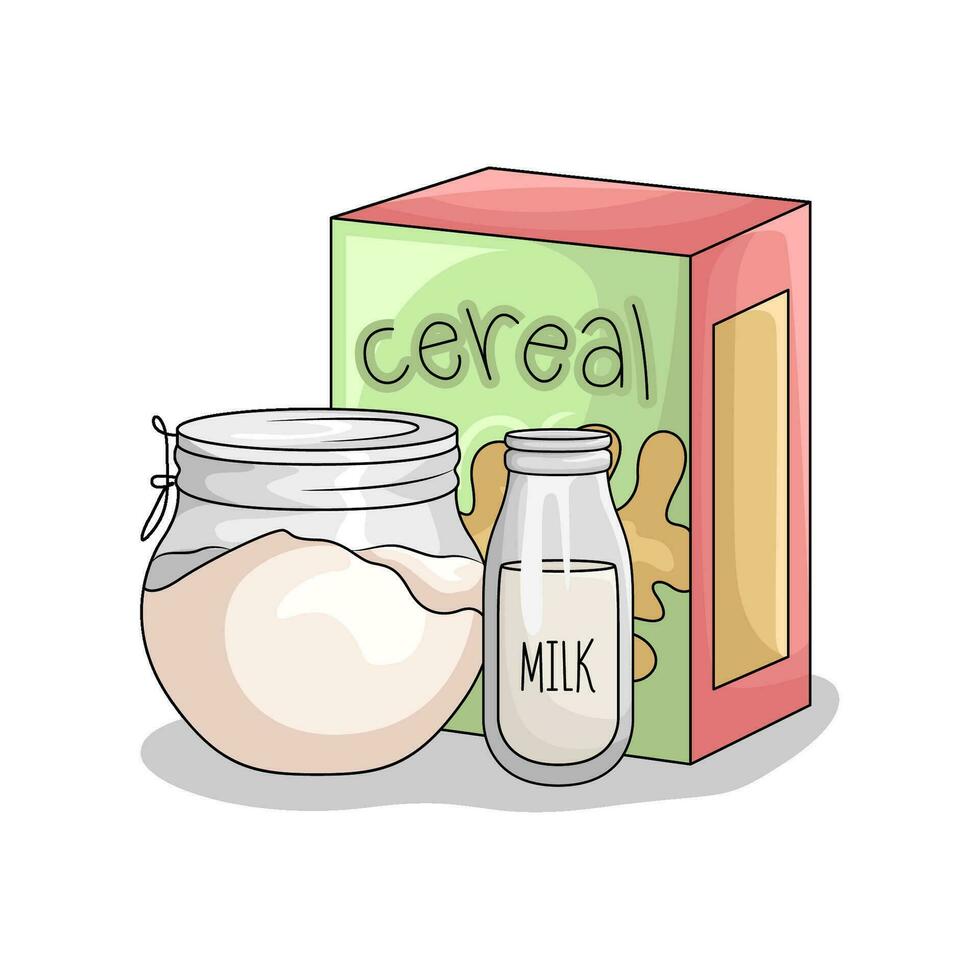 cereal caixa com leite ilustração vetor