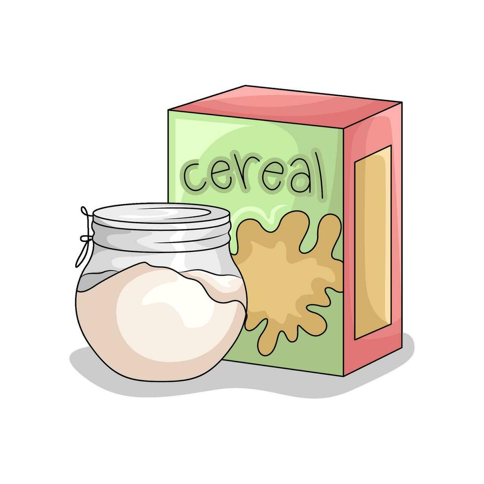 cereal caixa com leite ilustração vetor