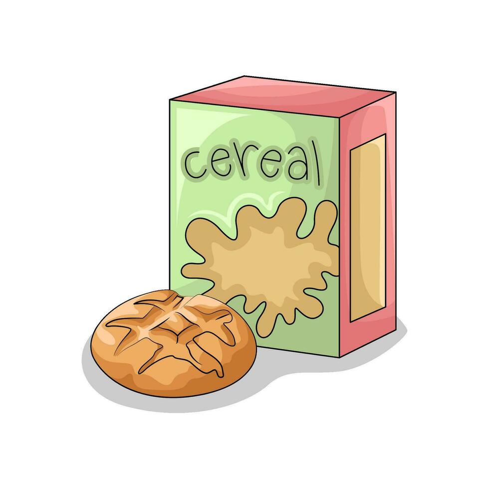 cereal caixa com pastelaria ilustração vetor